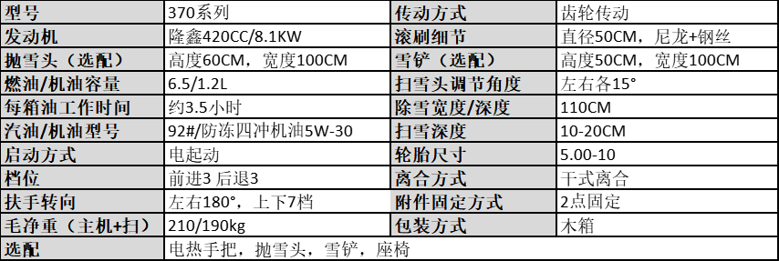 坦洁汽油铲雪机CX370