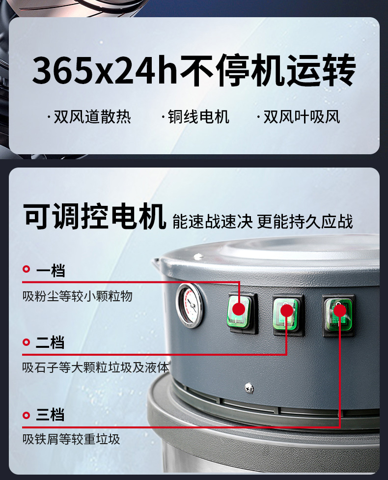 坦洁220V单桶不锈钢工业吸尘器X6系列