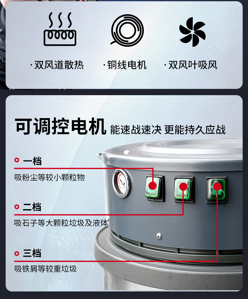 坦洁锂电池双桶工业吸尘器X6D系列